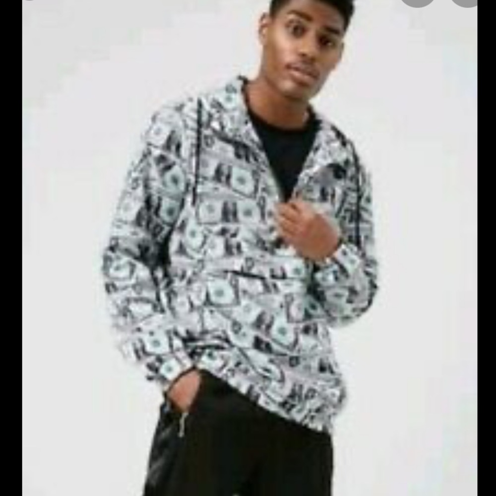 NWT forever 21 dollar print anorak windbreaker -XL